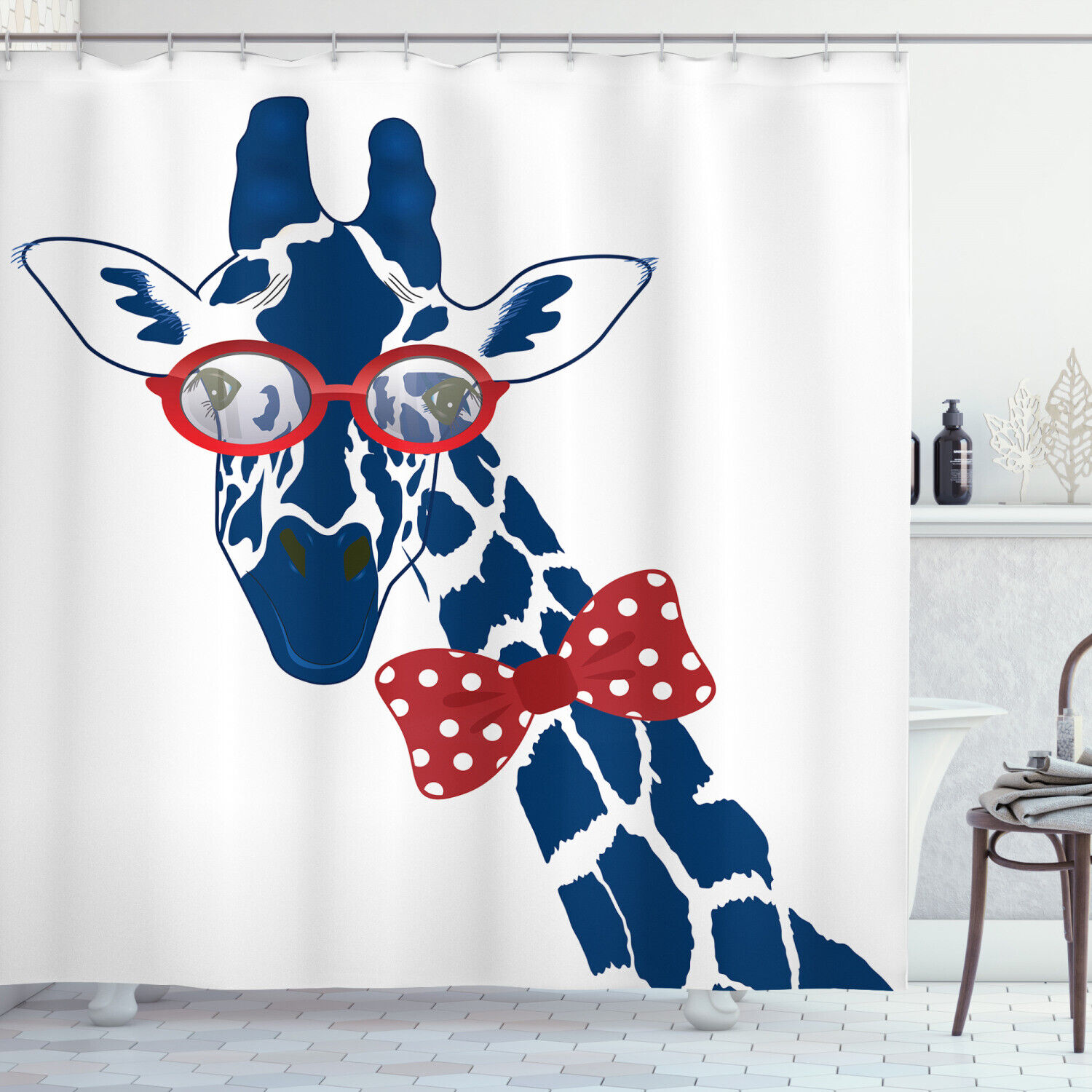 Giraffe With Bowtie Shower Curtain, Unique And Stylish Bathroom Decor
