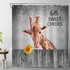 Giraffe Yellow Sunflower Vintage Fence Funny Shower Curtain - Farmhouse Bathroom Decor