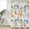 Giraffe Zebra Palm Leaves and Red Flowers Shower Curtain for Animal and Nature Inspired Bathroom Decor