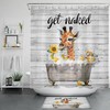 Giraffe and Sunflower Rustic Board Shower Curtain for Bathroom Decor