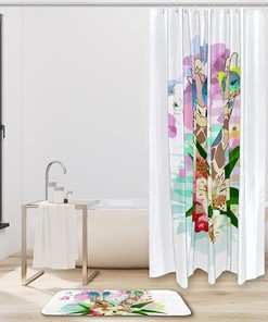Giraffe in Flower Hats Shower Curtain for a Cute and Whimsical Bathroom