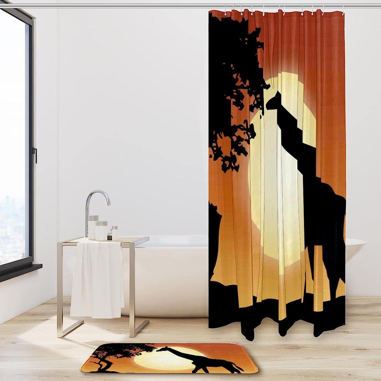 Giraffe'S Gaze Print Shower Curtain - Showcasing The Beauty Of Wildlife In Your Bathroom - Image 2