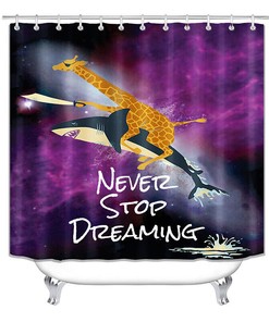 Giraffes And Sharks Shower Curtain, Waterproof Bath Curtain - Unique Design For Bathroom