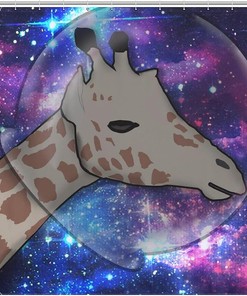 Giraffes In Space Shower Curtain, Waterproof Bath Curtain - Unique Design For Bathroom