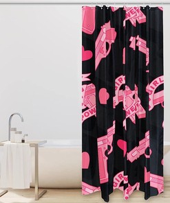 Girl Power Pink Love Heart Shower Curtain for Your Empowering Bathroom