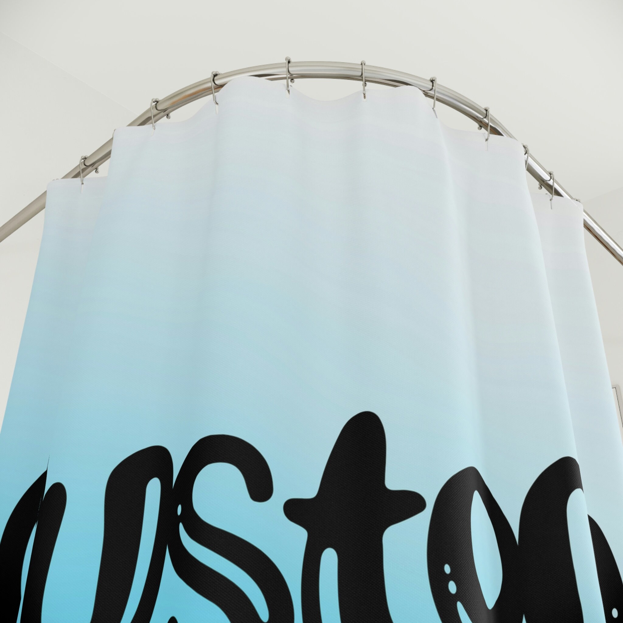 Girly Boho Flower Shower Curtain With Custom Name, Personalized Floral Bathroom Decor - Image 2
