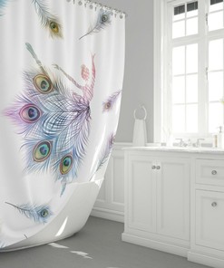 Girly Feathers and Dancing Peacock Shower Curtain