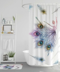 Girly Feathers and Dancing Peacock Shower Curtain