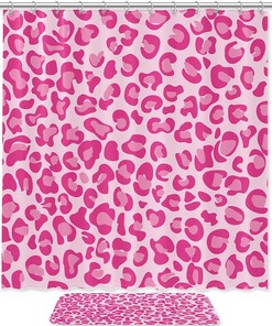 Girly Leopard Pink Shower Curtain, Feminine Bathroom Decor