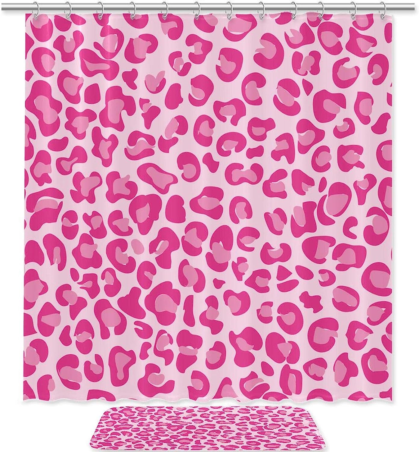 Girly Leopard Pink Shower Curtain, Feminine Bathroom Decor