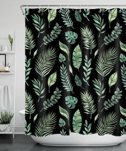 Give Your Bathroom A Refreshing Look With Natural Tropical Plant Leaf Shower Curtain