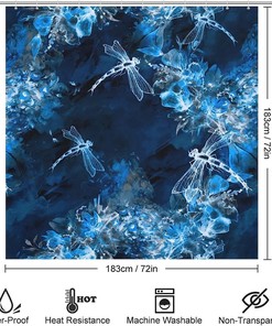 Give Your Bathroom a Fresh Look with Watercolor Dragonfly and Flower Printed Shower Curtain