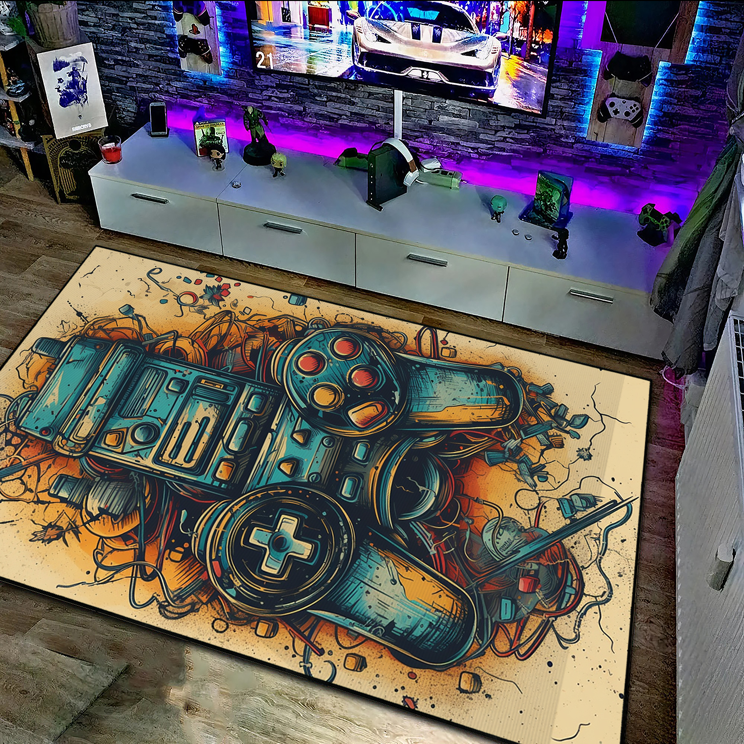 Give Your Game Room a Makeover with Personalized Vintage Game Room Area Rug for Teen Boys - Image 3