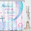 Glitter Cartoon Seascape Print Shower Curtain with Mermaid Tail Fish for Lovely Girl Bathroom Decor by Riyidecor