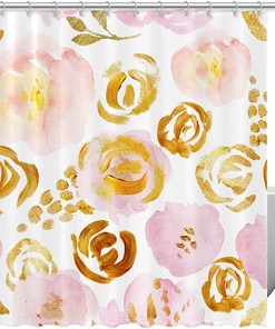 Glitter Garden Roses Shower Curtain With Waterproof Washable Fabric, Bathroom Curtain Decor