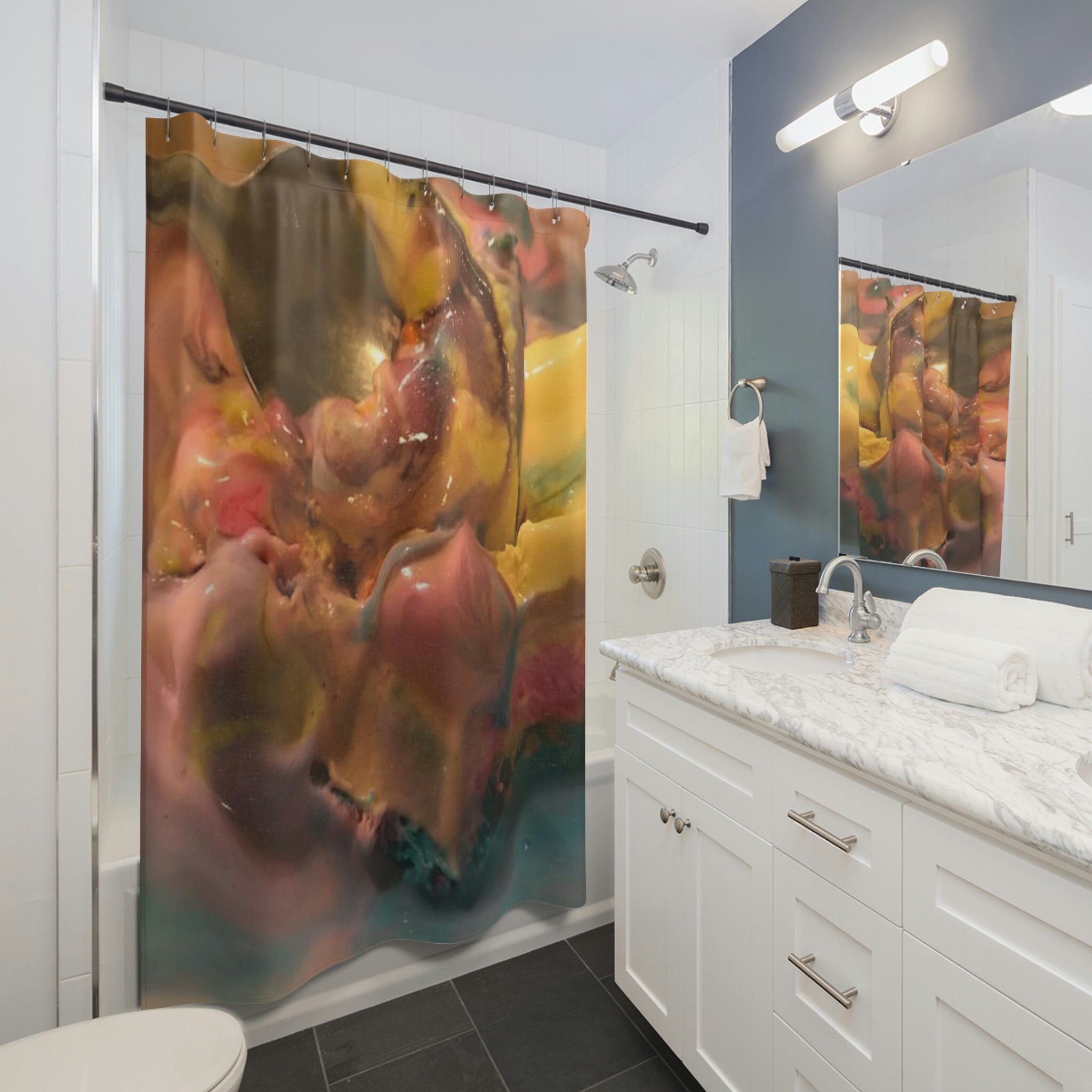 Glitter Unicorn Ice Cream Shower Curtain for Magical Bathroom