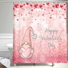 Glittering Gnome in Falling Romantic Red Hearts Shower Curtain, Highly Durable and Waterproof for Your Bathroom Decor