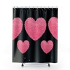 Glittery Pink Hearts with PomPoms and Rosegold Design Shower Curtain for a Glamorous Bathroom 