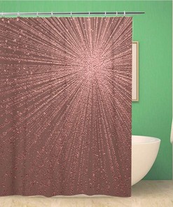 Glossy Rose Quartz Pattern Shower Curtain With Abstract Shiny Sparkling