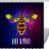 Glowing Honeybee Shower Curtain with Colorful Puzzle, 72x72 - Kids Bathroom Shower Curtain