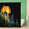 Glowing Mushroom Fantasy Shower Curtain With Mystery Dark Forest