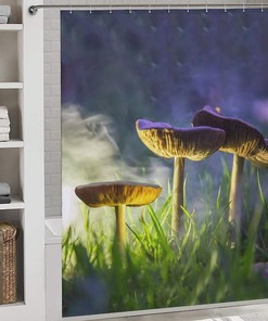 Glowing Mushrooms Shower Curtain Fabric Bath Curtain Decoration
