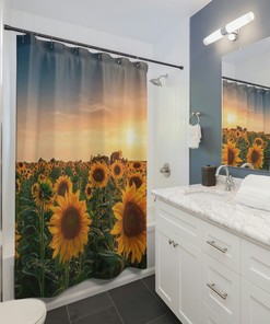 Glowing Sunflower Sunset Shower Curtain for Beautiful Bathroom Decor
