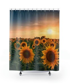 Glowing Sunflower Sunset Shower Curtain for Beautiful Bathroom Decor