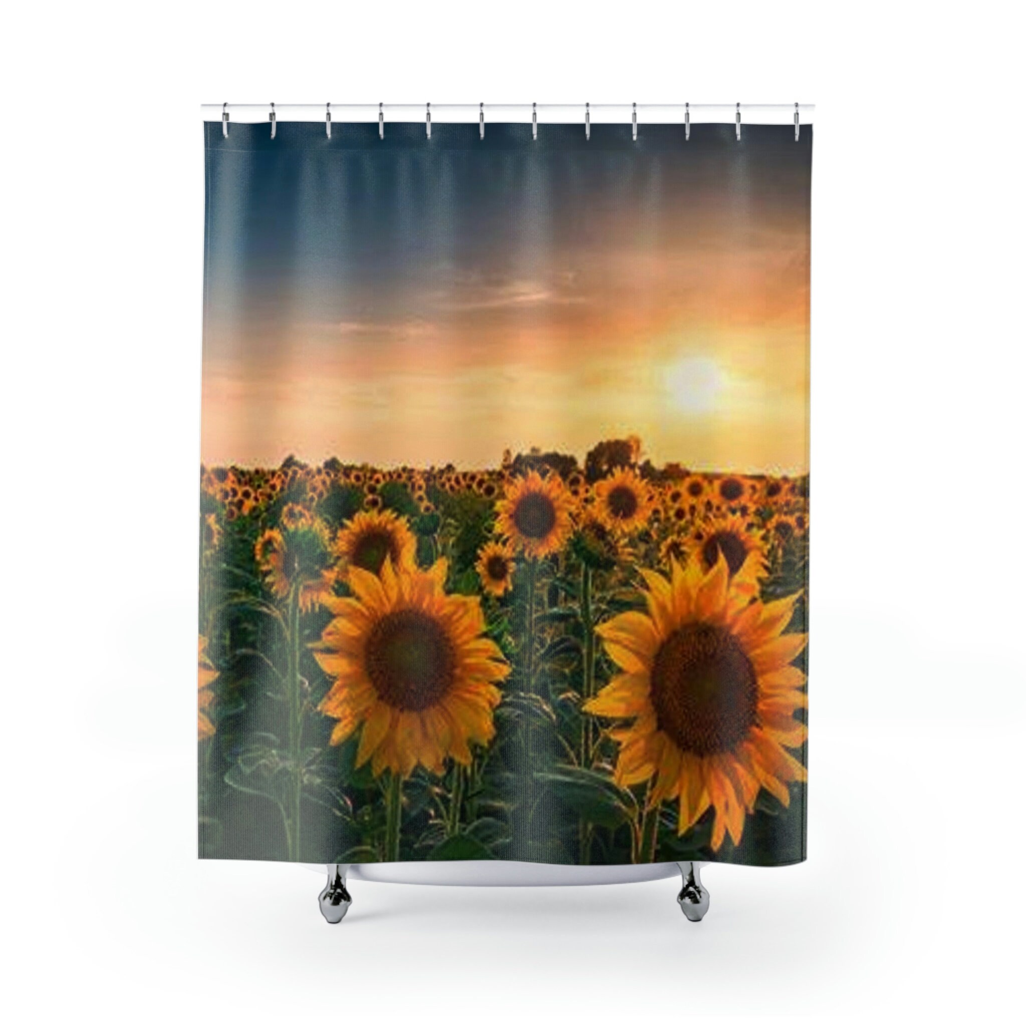 Glowing Sunflower Sunset Shower Curtain for Beautiful Bathroom Decor