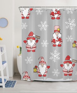 Gnome, Cardinal, and Snowman Winter Shower Curtain Set