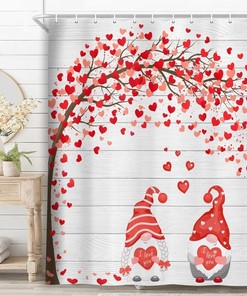 Gnome Couple Love Tree Fabric Shower Curtain For Your Bathroom Decor