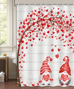 Gnome Couple Love Tree Fabric Shower Curtain For Your Bathroom Decor