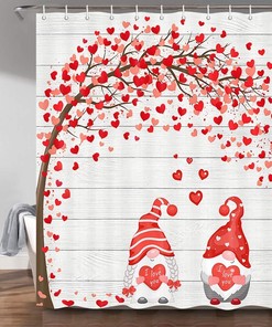 Gnome Couple Love Tree Fabric Shower Curtain For Your Bathroom Decor