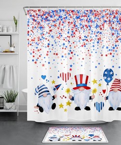 Gnome Independence Day Shower Curtain For Bathroom Decor