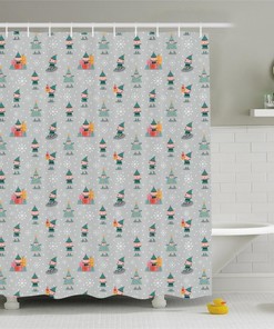Gnome Pattern Shower Curtain Fabric With Modern Design, Bathroom Decor
