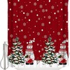 Gnome Tree Ornaments Shower Curtain | Merry Christmas Balls Snowflake Bathroom Decor