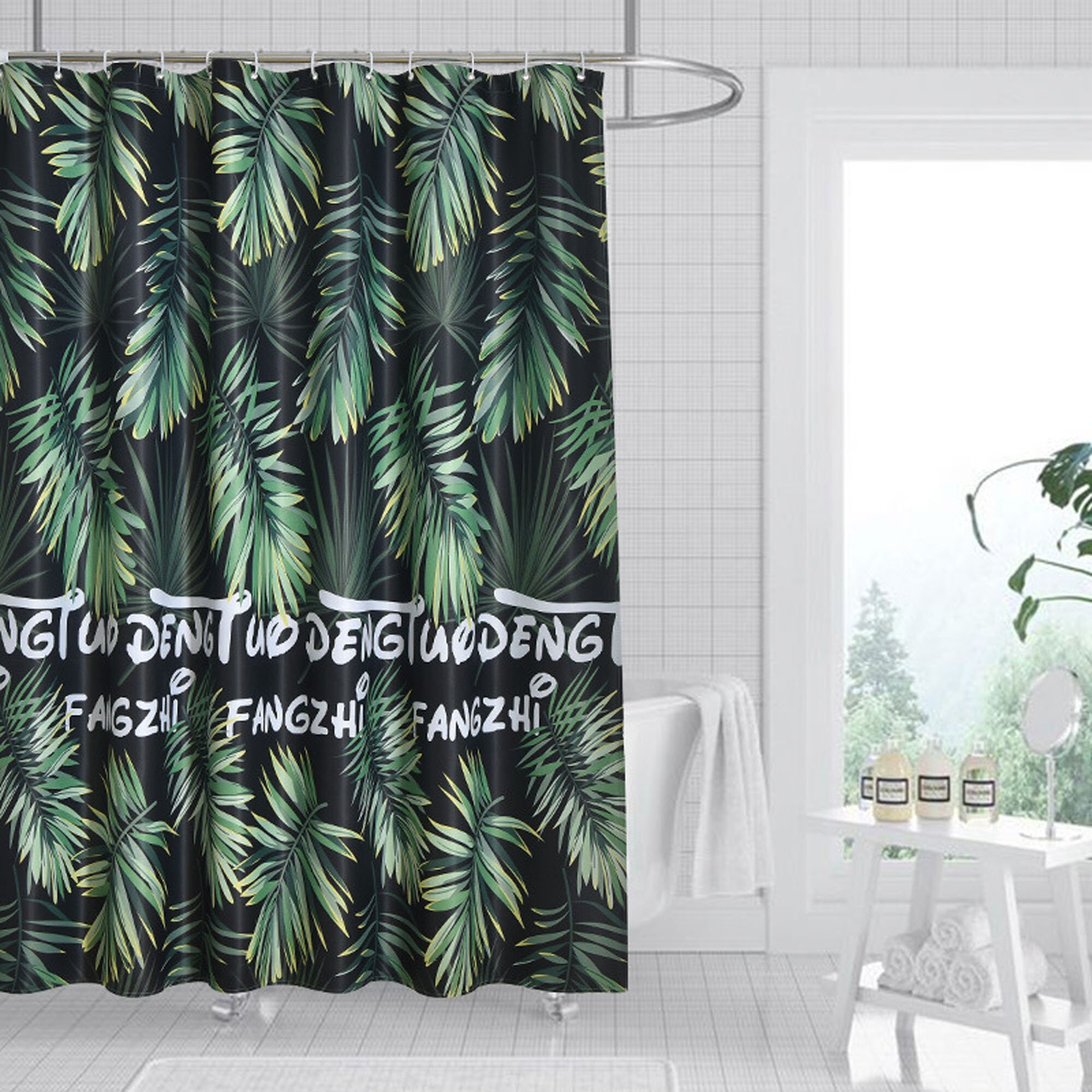 Go Green with this Rainforest and Tropical Leaves Shower Curtain for an Eco-Friendly Bathroom