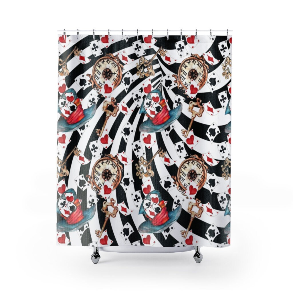 Go Modern With Cool Shower Curtain Having Steampunk Alice Theme.