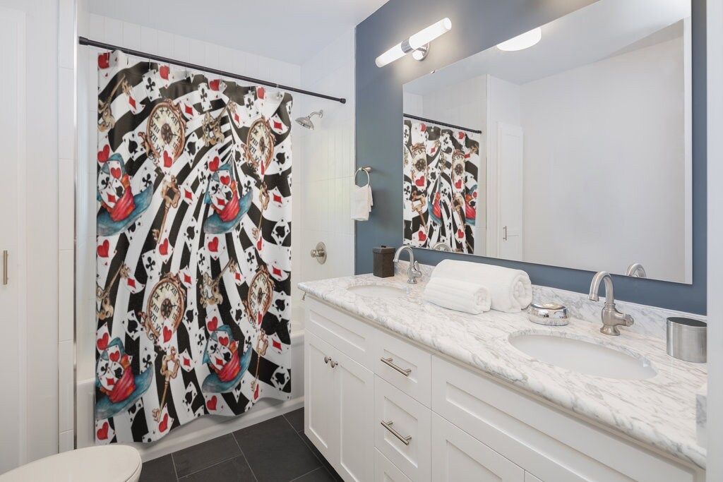 Go Modern With Cool Shower Curtain Having Steampunk Alice Theme. - Image 2