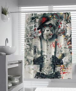 Go Retro with Monkey Graffiti Shower Curtain - Perfect for Street Art Lovers 