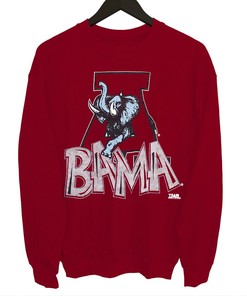 Go Vintage with this 90s Alabama Red Crewneck, featuring University of Alabama Mascot Design