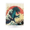 Go-Zilla Japanese Shower Curtain Ukiyo-E Inspired Art With Great Wave And Waterproof Curtain 