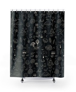 Goblincore Mushroom Shower Curtain - Biology Nature Lover Dark Academia Forestcore Bathroom Decor