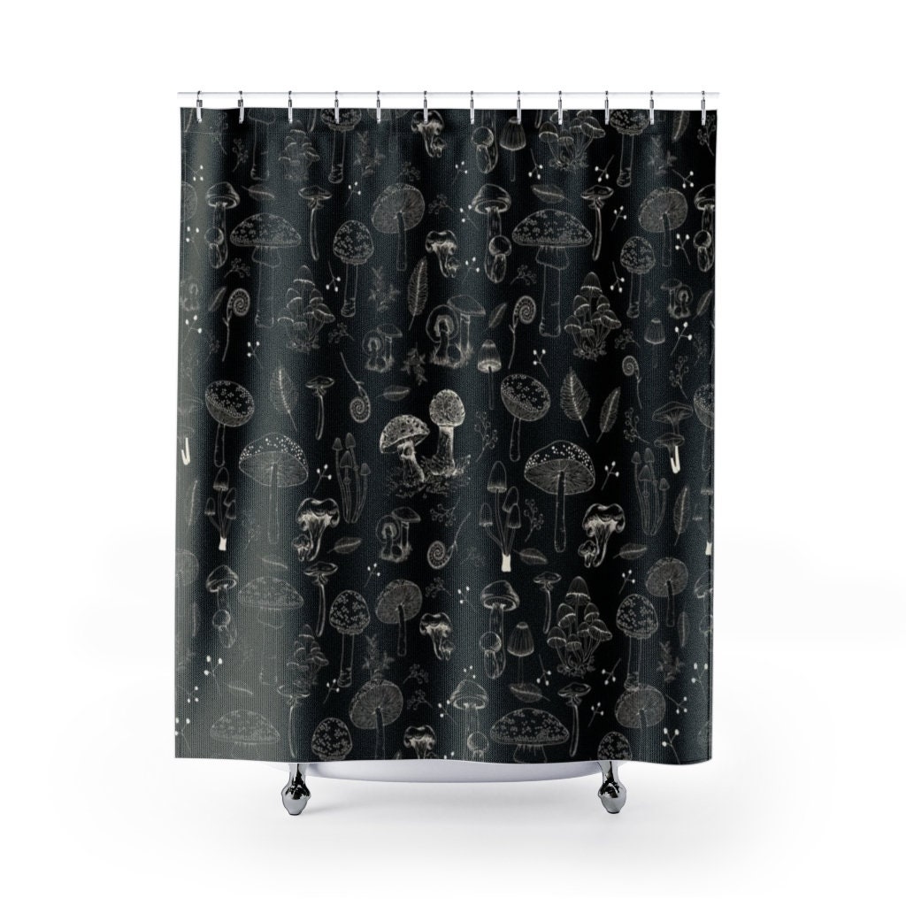 Goblincore Mushroom Shower Curtain - Biology Nature Lover Dark Academia Forestcore Bathroom Decor