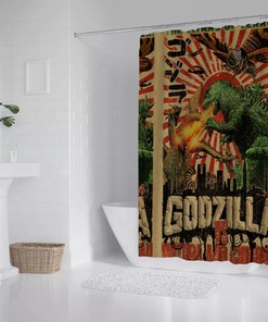 Godzilla Versus Mothra And Gildorah Shower Curtain, For Fans Of Godzilla And Mothra