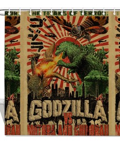 Godzilla Versus Mothra And Gildorah Shower Curtain, For Fans Of Godzilla And Mothra