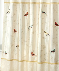 Gold And Ivory Birds Shower Curtain - Avantis Gilded Bathroom Decor
