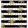 Gold Black White Snowflake Shower Curtain