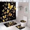 Gold Butterfly Print Shower Curtain, Nature-Inspired Bathroom Decor With Art Deco Touch