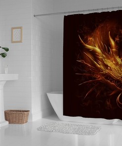 Gold Fire Dragon Head Shower Curtain For A Bold Bathroom